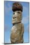 Chile, Easter Island, Hanga Nui. Rapa Nui NP, Statue with a Pukao-Cindy Miller Hopkins-Mounted Photographic Print