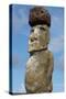 Chile, Easter Island, Hanga Nui. Rapa Nui NP, Statue with a Pukao-Cindy Miller Hopkins-Stretched Canvas