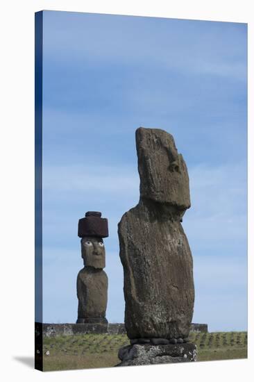 Chile, Easter Island, Hanga Roa. Ahu Tahai, Standing Moai Statue-Cindy Miller Hopkins-Stretched Canvas