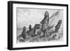 Chile, Easter Island, Moais at Rano Raraku, Journal of French Corvette La Flore-null-Framed Giclee Print