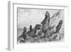 Chile, Easter Island, Moais at Rano Raraku, Journal of French Corvette La Flore-null-Framed Giclee Print