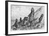 Chile, Easter Island, Moais at Rano Raraku, Journal of French Corvette La Flore-null-Framed Giclee Print