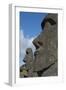 Chile, Easter Island. Rapa Nui, Historic Site of Rano Raraku. Moi Face-Cindy Miller Hopkins-Framed Photographic Print