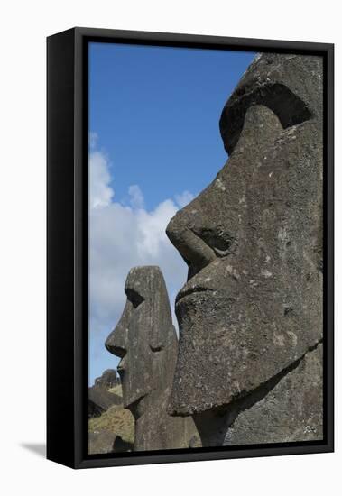 Chile, Easter Island. Rapa Nui, Historic Site of Rano Raraku. Moi Face-Cindy Miller Hopkins-Framed Stretched Canvas