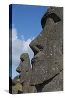 Chile, Easter Island. Rapa Nui, Historic Site of Rano Raraku. Moi Face-Cindy Miller Hopkins-Stretched Canvas