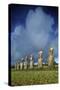 Chile, Easter Island, Rapa-Nui National Park, Ahu Akivi, Anthropomorphic 'Moai' Monoliths-null-Stretched Canvas