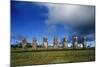 Chile, Easter Island, Rapa-Nui National Park, Ahu Akivi, Anthropomorphic 'Moai' Monoliths-null-Mounted Giclee Print