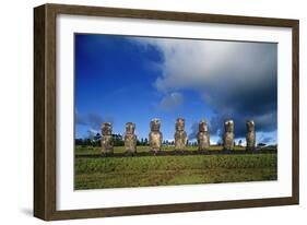 Chile, Easter Island, Rapa-Nui National Park, Ahu Akivi, Anthropomorphic 'Moai' Monoliths-null-Framed Giclee Print