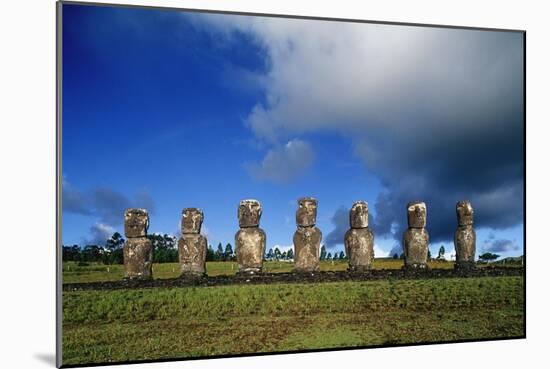 Chile, Easter Island, Rapa-Nui National Park, Ahu Akivi, Anthropomorphic 'Moai' Monoliths-null-Mounted Giclee Print