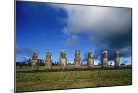 Chile, Easter Island, Rapa-Nui National Park, Ahu Akivi, Anthropomorphic 'Moai' Monoliths-null-Mounted Giclee Print