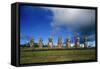Chile, Easter Island, Rapa-Nui National Park, Ahu Akivi, Anthropomorphic 'Moai' Monoliths-null-Framed Stretched Canvas