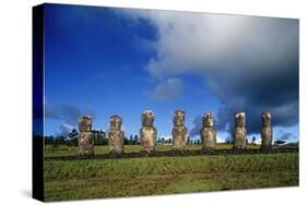 Chile, Easter Island, Rapa-Nui National Park, Ahu Akivi, Anthropomorphic 'Moai' Monoliths-null-Stretched Canvas