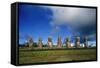 Chile, Easter Island, Rapa-Nui National Park, Ahu Akivi, Anthropomorphic 'Moai' Monoliths-null-Framed Stretched Canvas