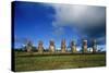 Chile, Easter Island, Rapa-Nui National Park, Ahu Akivi, Anthropomorphic 'Moai' Monoliths-null-Stretched Canvas