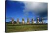 Chile, Easter Island, Rapa-Nui National Park, Ahu Akivi, Anthropomorphic 'Moai' Monoliths-null-Stretched Canvas