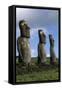 Chile, Easter Island, Rapa-Nui National Park, Ahu Akivi, Anthropomorphic 'Moai' Monoliths-null-Framed Stretched Canvas