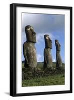 Chile, Easter Island, Rapa-Nui National Park, Ahu Akivi, Anthropomorphic 'Moai' Monoliths-null-Framed Giclee Print