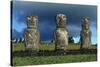 Chile, Easter Island, Rapa-Nui National Park, Ahu Akivi, Anthropomorphic 'Moai' Monoliths-null-Stretched Canvas