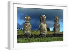 Chile, Easter Island, Rapa-Nui National Park, Ahu Akivi, Anthropomorphic 'Moai' Monoliths-null-Framed Giclee Print