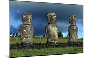 Chile, Easter Island, Rapa-Nui National Park, Ahu Akivi, Anthropomorphic 'Moai' Monoliths-null-Mounted Giclee Print
