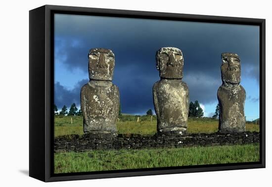 Chile, Easter Island, Rapa-Nui National Park, Ahu Akivi, Anthropomorphic 'Moai' Monoliths-null-Framed Stretched Canvas