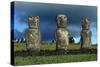 Chile, Easter Island, Rapa-Nui National Park, Ahu Akivi, Anthropomorphic 'Moai' Monoliths-null-Stretched Canvas