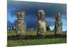 Chile, Easter Island, Rapa-Nui National Park, Ahu Akivi, Anthropomorphic 'Moai' Monoliths-null-Mounted Giclee Print