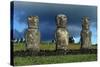 Chile, Easter Island, Rapa-Nui National Park, Ahu Akivi, Anthropomorphic 'Moai' Monoliths-null-Stretched Canvas