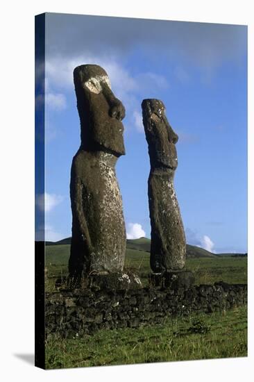 Chile, Easter Island, Rapa-Nui National Park, Ahu Akivi, Anthropomorphic 'Moai' Monoliths-null-Stretched Canvas