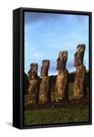 Chile, Easter Island, Rapa-Nui National Park, Ahu Akivi, Anthropomorphic 'Moai' Monoliths-null-Framed Stretched Canvas