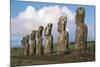 Chile, Easter Island, Rapa-Nui National Park, Ahu Akivi, Moai Statues-null-Mounted Giclee Print
