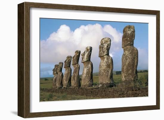 Chile, Easter Island, Rapa-Nui National Park, Ahu Akivi, Moai Statues-null-Framed Giclee Print