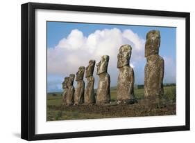 Chile, Easter Island, Rapa-Nui National Park, Ahu Akivi, Moai Statues-null-Framed Giclee Print