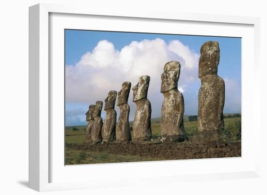 Chile, Easter Island, Rapa-Nui National Park, Ahu Akivi, Moai Statues-null-Framed Giclee Print