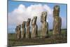 Chile, Easter Island, Rapa-Nui National Park, Ahu Akivi, Moai Statues-null-Mounted Giclee Print