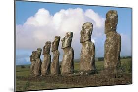 Chile, Easter Island, Rapa-Nui National Park, Ahu Akivi, Moai Statues-null-Mounted Giclee Print