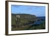 Chile, Easter Island, Rapa-Nui National Park, Ahu Ature Huki, Moai Statue and Shoreline-null-Framed Giclee Print