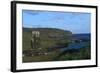 Chile, Easter Island, Rapa-Nui National Park, Ahu Ature Huki, Moai Statue and Shoreline-null-Framed Giclee Print