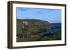 Chile, Easter Island, Rapa-Nui National Park, Ahu Ature Huki, Moai Statue and Shoreline-null-Framed Giclee Print