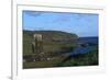 Chile, Easter Island, Rapa-Nui National Park, Ahu Ature Huki, Moai Statue and Shoreline-null-Framed Giclee Print