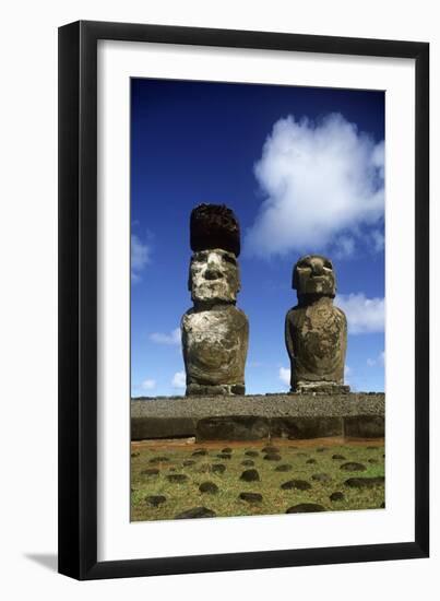 Chile, Easter Island, Rapa-Nui National Park, Ahu Tongariki, Moai Statues-null-Framed Giclee Print