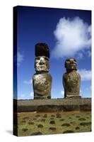 Chile, Easter Island, Rapa-Nui National Park, Ahu Tongariki, Moai Statues-null-Stretched Canvas