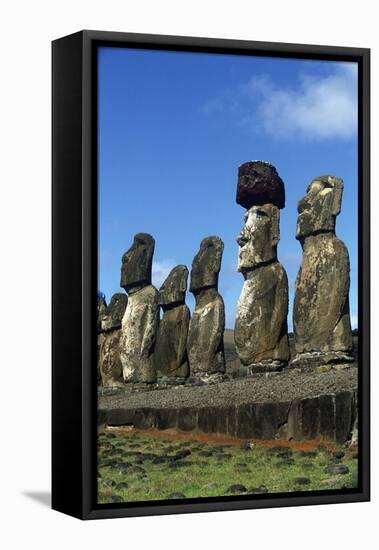 Chile, Easter Island, Rapa-Nui National Park, Ahu Tongariki, Moai Statues-null-Framed Stretched Canvas