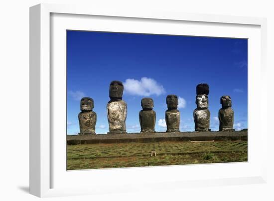 Chile, Easter Island, Rapa-Nui National Park, Ahu Tongariki, Moai Statues-null-Framed Giclee Print