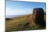 Chile, Easter Island, Rapa Nui National Park, Ahu Vinapu, Pedestal of Moai Statue on Hill-null-Mounted Giclee Print