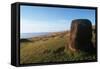 Chile, Easter Island, Rapa Nui National Park, Ahu Vinapu, Pedestal of Moai Statue on Hill-null-Framed Stretched Canvas
