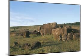 Chile, Easter Island, Rapa-Nui National Park, Ahu Vinapu, Pedestals of Moais-null-Mounted Giclee Print