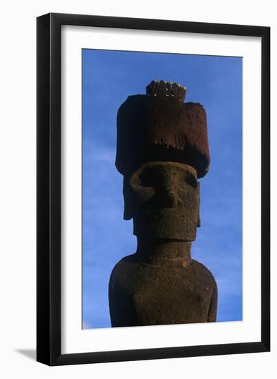 Chile, Easter Island, Rapa-Nui National Park, Anakena Bay, Ahu Nau Nau, Moai Statue-null-Framed Giclee Print