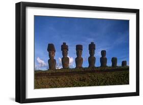 Chile, Easter Island, Rapa-Nui National Park, Anakena Bay, Ahu Nau Nau, Moai Statues-null-Framed Giclee Print