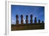 Chile, Easter Island, Rapa-Nui National Park, Anakena Bay, Ahu Nau Nau, Moai Statues-null-Framed Giclee Print